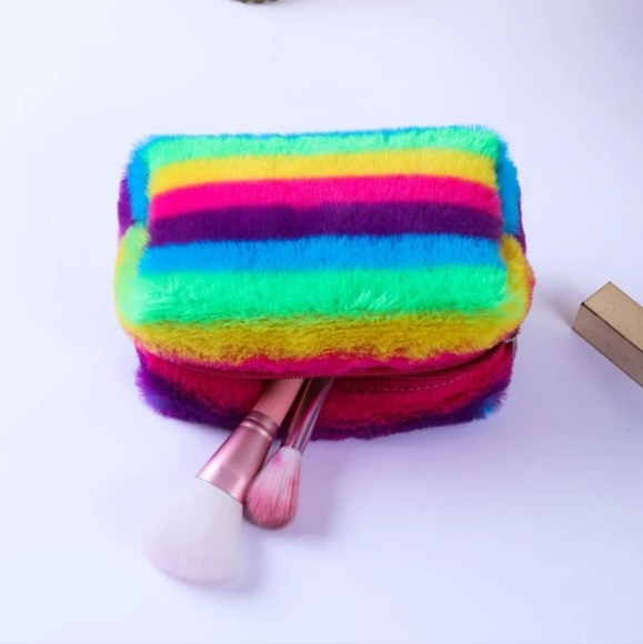 Fuzzy makeup bag 💙💜💚💛❤ - Picture 5 of 7